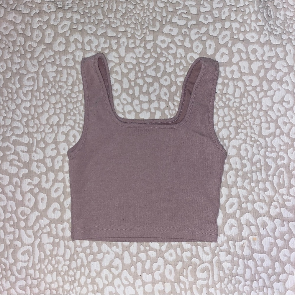lavender ribbed cropped tank cop